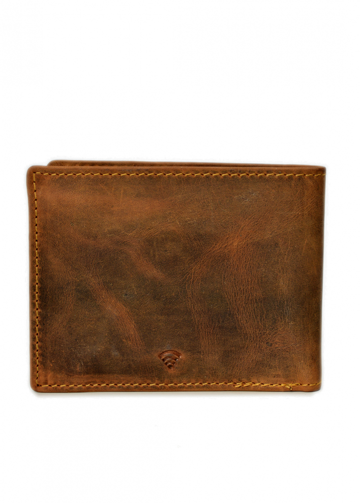 Vintage RFID Scheintasche flach brown Leder